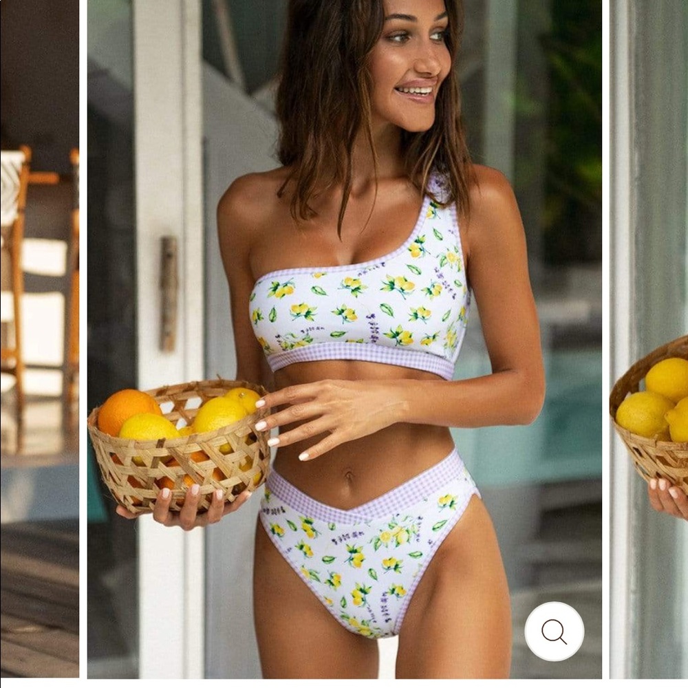 Bydee Lemonie One shoulder top and bottoms NWT